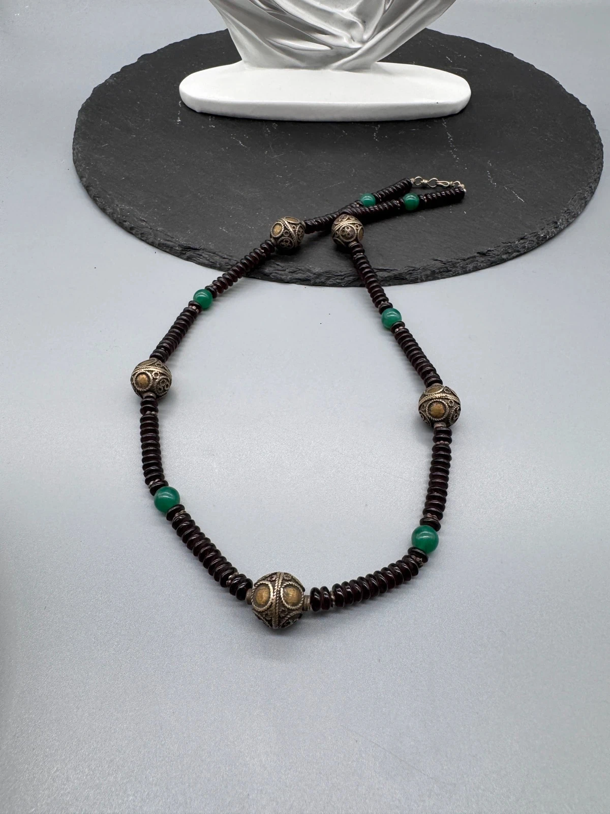 Collier en perles grenat almandi style ethnique grande perles Gillet (taille collier 55cm) – photo 5
